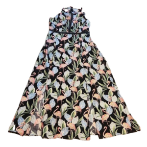 Julia Tropical/ Flamingo print Halter maxi dress